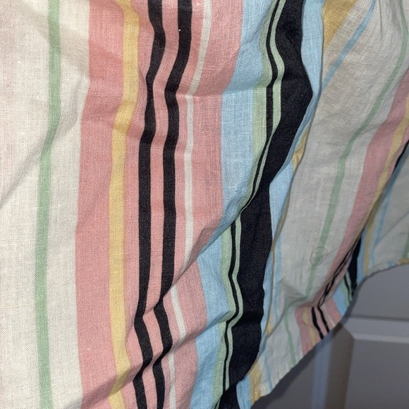 Striped square high neck spaghetti strap top with lace. - Picture 7 of 8